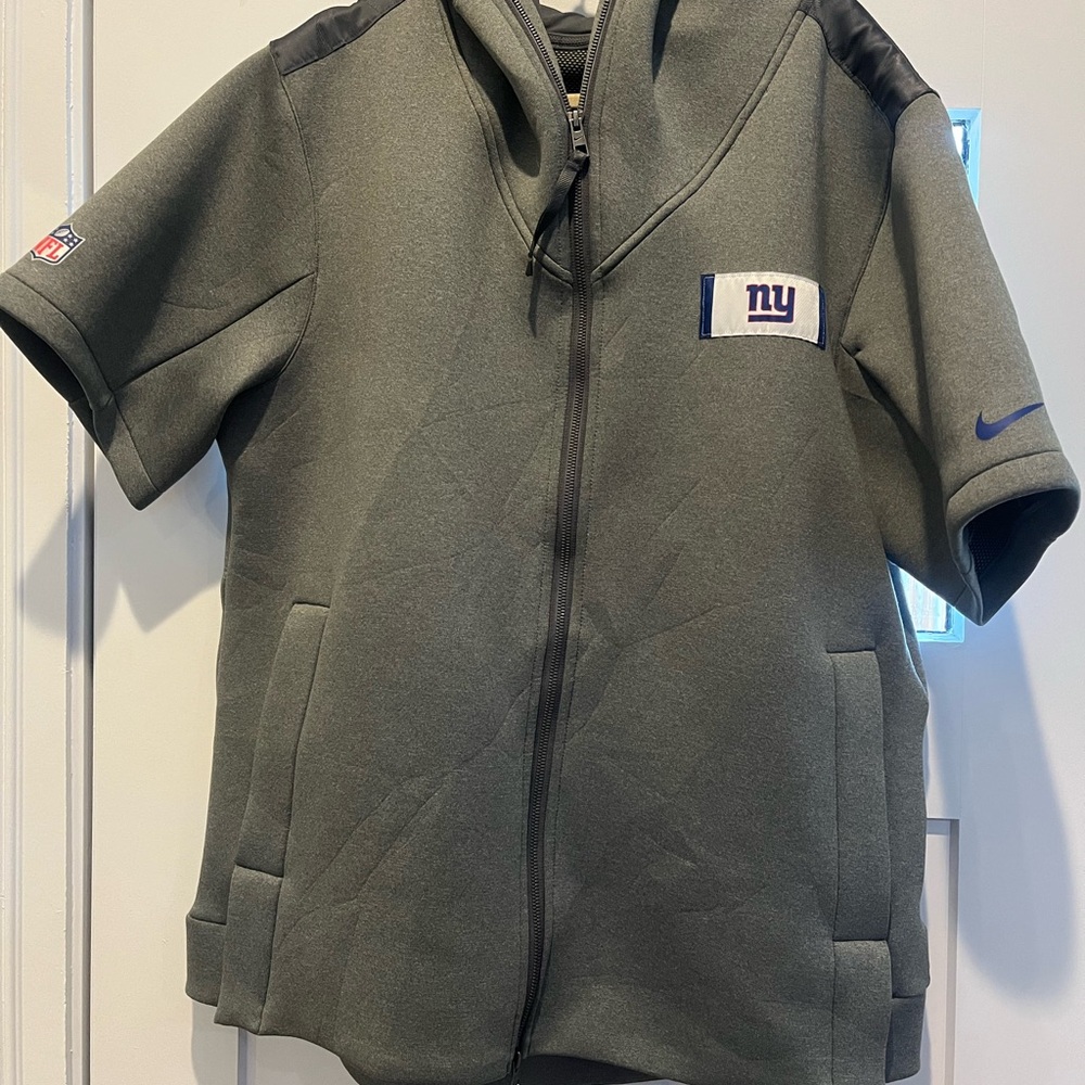 Nike Dark Gray NY Giants Short Sleeve Hoodie with Logo